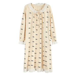 Váy ngủ nữ MiiOW bằng cotton dài tay mềm mại kiểu công chúa - mùa thu