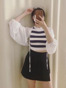 Áo Khoác Cardigan Chống Nắng Tay Dài Ngắn Có Thắt Lưng Joycisfriday Mùa Hè Đa Năng Họa Tiết Nhỏ Màu Trắng Cho Nữ
