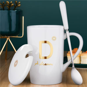 Cốc Cà Phê Bằng Gốm Sứ Dung Tích Lớn Có Nắp Và Thìa Thiết Kế Sáng Tạo Cốc Đựng Nước Cho Cặp Đôi Sử Dụng Tại Nhà Cốc Đựng Sữa Và Cà Phê