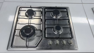 4 Burner Gas Hob Tempered Glass with Aluminum Burner Cast Iron Pan Support Electric Ignition and Fire Failure Safety Device /Heavy Duty / Non-stick / Easy to Clean / with Hob / Tempered Glass Top(Black)