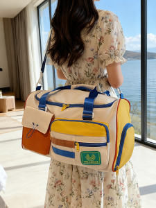 Large Capacity Short Trip Womens Bag Independent Shoe Compartment Crossbody Bag Luggage Bag Travel Bag Durable Cloth Material