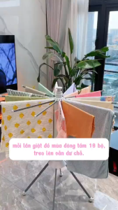Giàn phơi quần đa năng gấp gọn thép cacbon 2 tầng treo đồ cho trẻ em bé sơ sinh xoay 360 độ