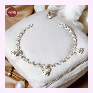 🌈AAbaby Galleries AA310 Original Baby 925 Silver Anklet Bracelet Mickey米奇 Rantai Kaki/Tangan/Gelang Kaki Bayi/Kanak