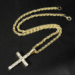Hip Hop Cross Pendant Necklace Strap 4mm Zircon Tennis Chain Iced Out Sparkling Necklace Men Women Punk Jewelry Fashion Gift