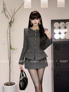 STAZF7 French Elegant Ladybug Beads Waistcoat Coat Women Spring High Fashion Mini Skirt Set plus Size Korean Style Commute