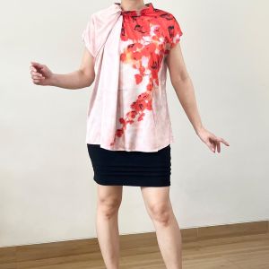 ●ECLAIRE● 003 Blouse Blus Satin twist-neck Lengan Pendek Shortsleeves Kerja Kantor Imlek CNY Lunar Classy Import 0261