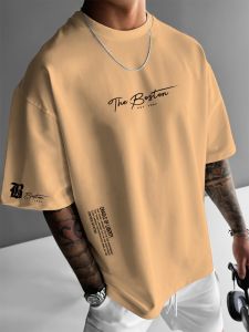 ฤดูร้อนใหม่ผู้ชายลําลองหลวมแขนสั้นเสื้อยืดคอกลมบอสตัน 1997 พิมพ์รูปแบบออกกําลังกายกลางแจ้งเส้นใยโพลีเอสเตอร์ด้านบน