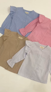 Yobebee Elora Stripe Shirt Anak Perempuan Usia 3 5 7 9 11  Tahun Kemeja Stripe Anak Perempuan