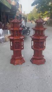 "Đèn mái chùa 3 tầng đèn tháp cổ đại họa tiết đục chân tinh sảo sắc nét cỡ đại cao 140cm 160cm 180cm 210cm