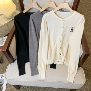 เสื้อคาร์ดิแกนแขนยาว 6 สี ผู้หญิง หนาว สีทึบ ร่วง หนาว วิชาการ ฤดูใบไม้ ร่วง