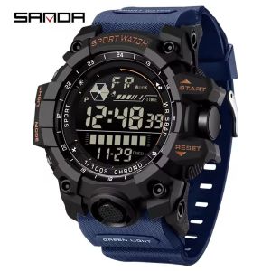 SANDA 6229 Fashion Mens Classic Multi Functional LED Night Light Calendar Sports Waterproof Digital Watch Relógios Masculino