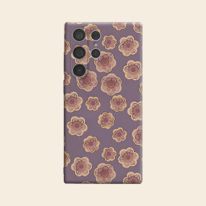 Gold Line Flower Print Luxury Fashion Full Lens Protective Case for Samsung Galaxy S26 S25 S24 A56 A36 Plus Ultra