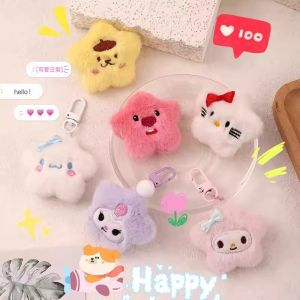 Sanrio Mini Plush Star Keychain Kuromi Melody Cinnamoroll Hello Kitty Cartoon Cute Backpack Pendant Childrens Plush Toy Girl Gift