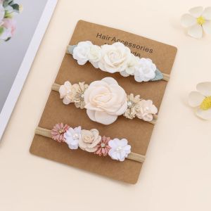 3pcs/lot Baby Girl Headbands Headwear Flower Hair Bows Kids Toddler Headband Nylon Elastic Hair Band Children Hair Accessories
