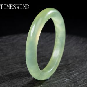TIMESWIND Natural Authentic A-type Serpentine Xiuyu Jade Light Green Flat Bangle for Women Fashion Jewelry with Certificate