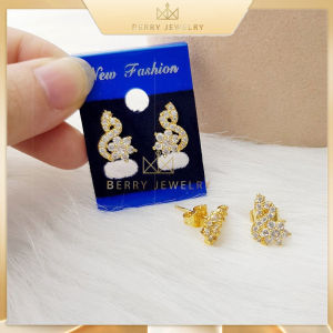 Khuyên Tai Titan Bông Tai Mạ Vàng Đính Đá Hình Nốt Nhạc Cách Điệu Thanh Lịch B22V64 | Jewelry Queenn