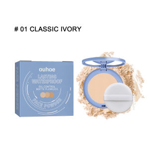 Ouhoe Set Up Powder Lasting Waterproof Oil Control Matte Flawless Face Powder Makeup Setting Powder Smooth Long Lasting 24 Hours Natural Cosmetics 8g