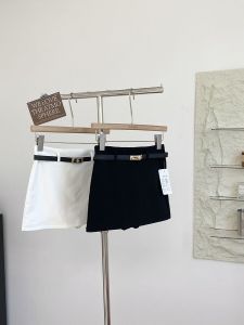 Váy Ngắn Chữ a Cạp Cao Màu Trơn Đơn Giản Đa Năng Chống Ánh Sáng Cho Nữ Mùa Thu 2024 Váy Ngắn Chữ a Bó Sát Thoải Mái Thường Ngày