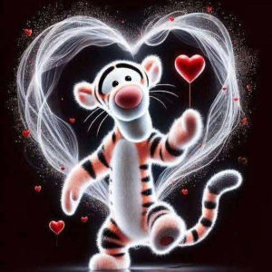 1 piece - 5D-DIY - Flocking cloth - Special drill - Diamond painting set - Tigger love - Mosaic - Diamond art