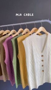 Mia Cable Vest Rompi Rajut Wanita Korean Style Atasan Wanita OOTD Hijab - Rompi wanita kekinian 2023