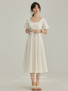 Slim Fit Midi Dress Fashionable French Simple Style Summer Womens Clothing Age Reduction Small Size Dress College Style 45 Degree Oblique Cut