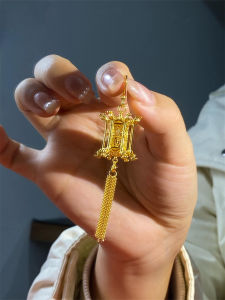 Elegant 18K Gold Tassel Earrings Womens Fashion Ancient Palace Lamp Design Drop Earrings Versatile High-End Sensation Ear Jewelry