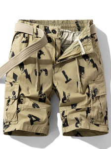 Camouflage Cargo Pants Mens Summer Shorts Loose Straight-leg Casual Pants Multi-Pocket Fifth Pants Trendy Beach Pants Outwear