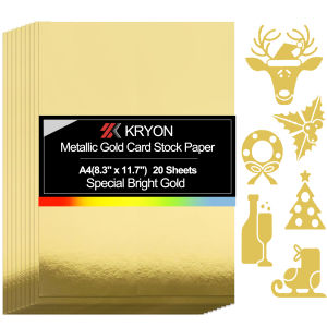 A4 Size 20 Sheets of Metallic Gold Card Stock Paper with High Reflective Mirror 8.3×11.7 Inch Single-Sided Mirror Polished Car