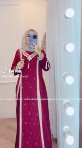Andinicollection Abaya Maxi 380 Miraj Umroh Hitam Putih Renda Bordir Dewasa Muslimah