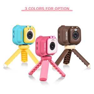 1080P Kids Digital Camera Mini Video Camera for Kids 48MP 2.4 Inch IPS Screen Dual Lens Built-in Bat-tery with 32GB Memory Card & Card Reader & Desktop Tripod Birthday Christmas Gift for Boys Girls