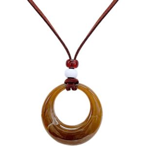 Bohemian Style Droplet Shaped Acrylic Pendant Long Sweater Chain Black Wax Rope Necklace Vintage Style