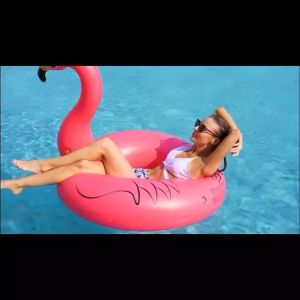 BINLU Inflatable Flamingo Pool Float Adult Swim Ring Glitter PVC Swimming Ring Pool Party Beach Float Summer Water Toy Inflatable Ride On Pool Float Adult 90cm