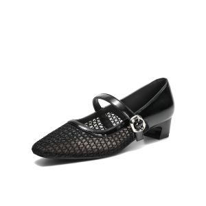 Belle | Fishnet Hollow Out Mary Jane Shoes Coarse Heels