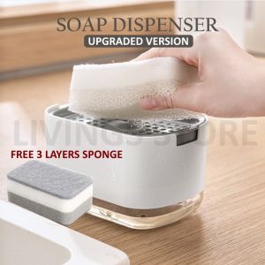 LIVING STORE High-Quality Soap Dispenser for Kitchen Sink Countertop Soap Pump with Sponge Caddy Sponge Holder