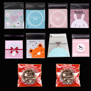 100pcs/Lot Transparent Cute Plastic Bag OPP Self Adhesive Pouch For Candy Cookie Gift Jewelry Packaging Supplies Small Business