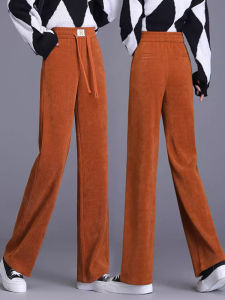 กางเกงขายาวทรงหลวมเอวยางยืดสไตล์เกาหลีสำหรับผู้หญิง กางเกงขายาวทรงตรงทรงหลวมสไตล์ R สำหรับฤดูใบไม้ร่วงและฤดูหนาว