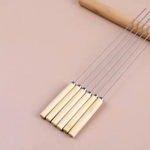 KOALA 10pcs ไม้เสียบสแตนเลสบาร์บีคิวเรียบโลหะเคบับเสียบบาร์บีคิวแบบกว้างสำหรับย่างเนื้อกุ้งไก่ผัก