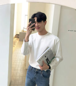 Mens Pure Cotton Long Sleeve T-Shirt Casual Wear Underwear for Mens Suit American Style Slim Fit Breathable Youth Fashion