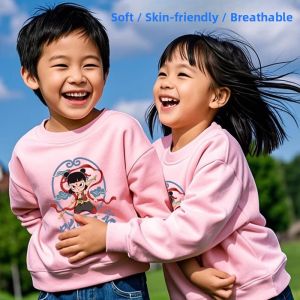 SHIPAILUO | Trendy Childrens Cartoon Animation Nezha Loose Fit Round Neck Cotton Sweatshirt Boys Spring Autumn Comfortable Casual Hoodie