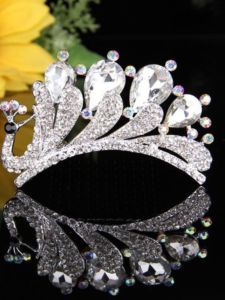 Princess Crown Hair Comb Childrens Water Diamond Floral Girls Crystal Hair Accessory Strong Color Retention Alloy Embellished