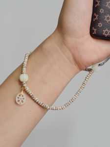 Hand-Woven Xingyue Bodhi White Jade Bodhi Root Lotus Root Pendant Minimalist Ethnic Style Mobile Phone Charm Pendant Accessories