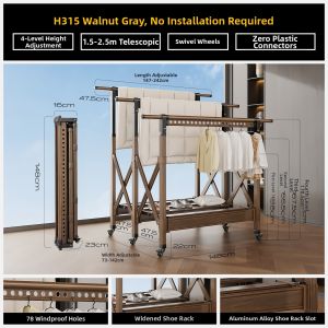 MINGZHI | Adjustable Foldable Clothes Drying Rack