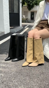 PINKEY P403 Long Tube Boots Wanita | Sepatu Boots Panjang Korea Style Pointed Toe