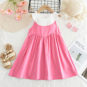 Bear Leader Summer Baby Girls Casual Dresses New Plain Patchwork Hanging Neck Korean Version Sleeveless Dress Childrens Clothing 3-7 Years Kids Clothes