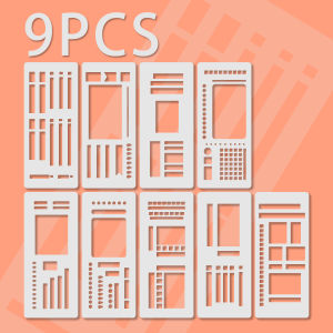 9PCS Journal Stencil Templates Planner Stencils Set 5.32x2.28 Inch for DIY Drawing Notebook Scrapbook Layout