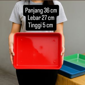 [ DAPAT 6 BIJI ] Nampan tebal segi 04 / lamaran / kue basah / tempat kue / persegi panjang / jualan / gorengan / lauk / kotak plastik /  saji / baki / loyang