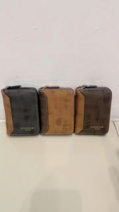 Man CardHolder Wallet Kingdushi K95-2 Dompet Kartu Kecil Muat Banyak Dengan Zipper PU Leather Keren