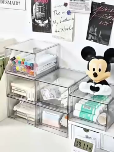 Isidoro.os Acrylic Organizer Box Drawer Type Stackable Shelf Clear Table Organizer Make Up Storage Organizer