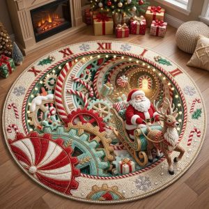 VIKAMA Christmas Gnome Round Rug Soft and Non-Slip Living Room Sofa and Coffee Table Rug Entryway Christmas Home Decor