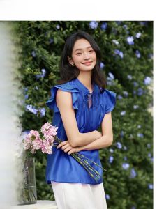 Vimly | Simple And Elegant Summer New Design Flare Sleeve Stand Collar Shirt